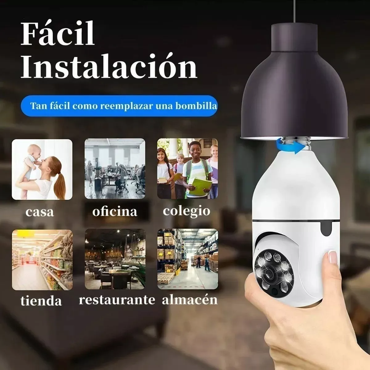 Cámara Bombillo de Seguridad HD - Giratoria 360° / Envío GRATIS