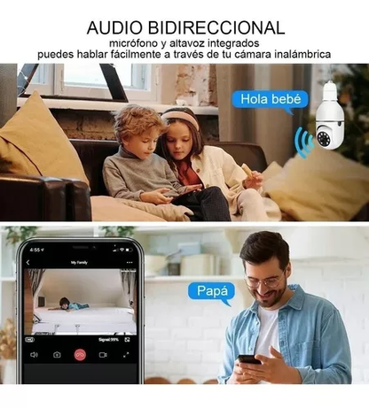 Cámara Bombillo de Seguridad HD - Giratoria 360° / Envío GRATIS