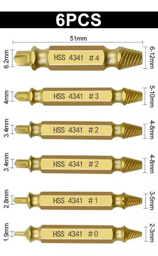 Set de Brocas Extractora de Tornillos Dañados