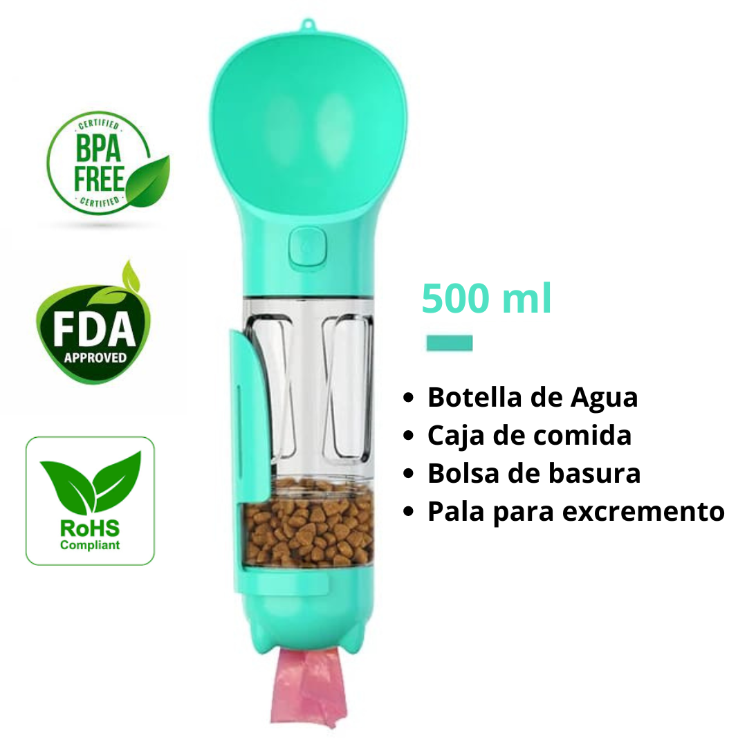 Botella Multifuncional Para Mascotas 5 en 1