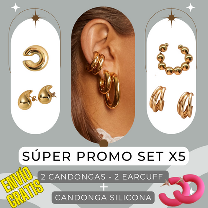 Escoge tu SET X5 Favorito / 3 candongas + 2 Earcuff