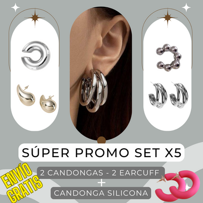 Escoge tu SET X5 Favorito / 3 candongas + 2 Earcuff