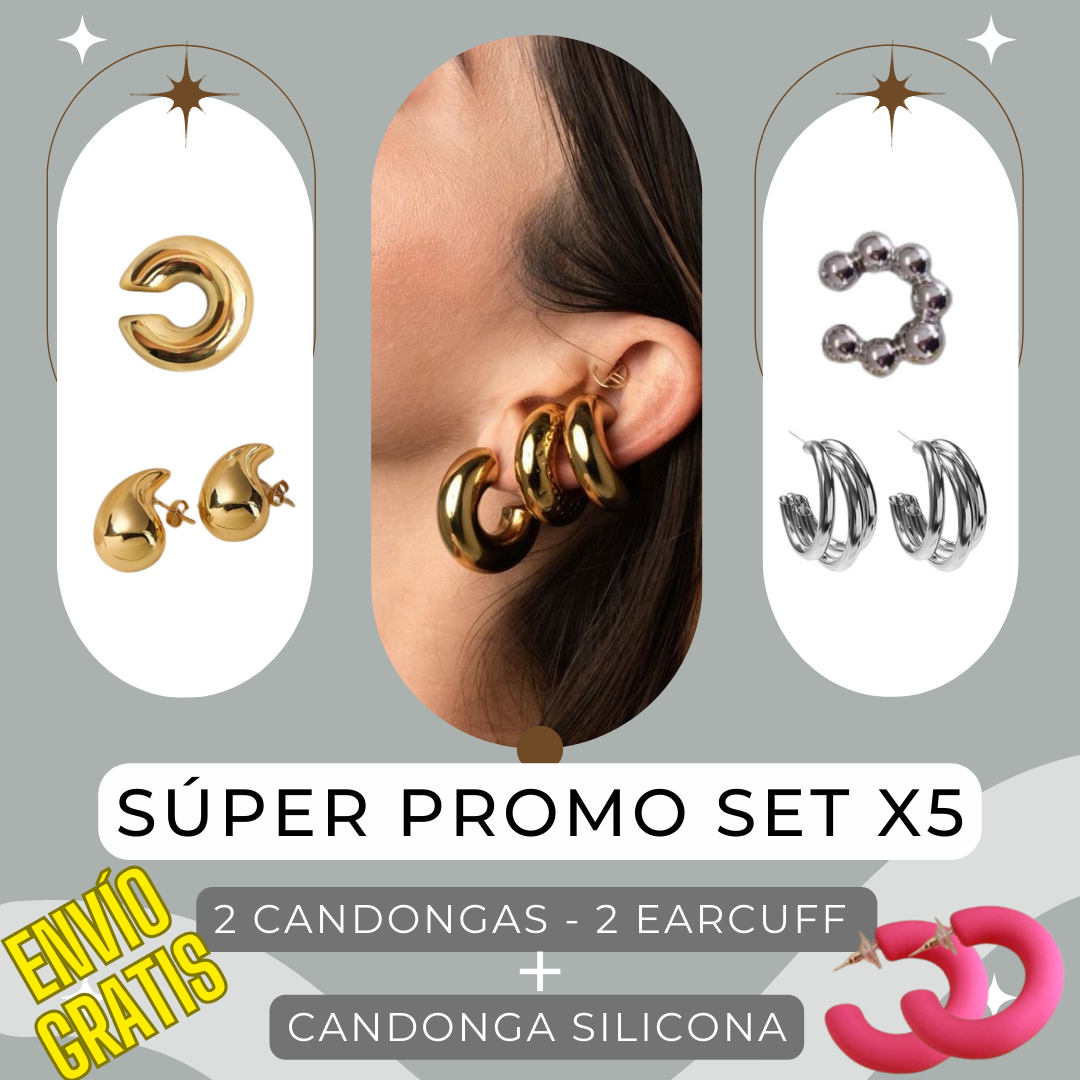 Escoge tu SET X5 Favorito / 3 candongas + 2 Earcuff